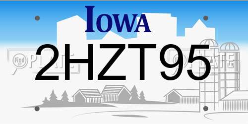 2HZT95 Iowa License Plate