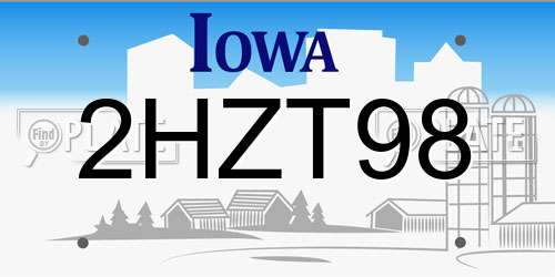2HZT98 Iowa License Plate