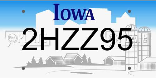 2HZZ95 Iowa License Plate