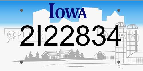 2I22834 Iowa License Plate