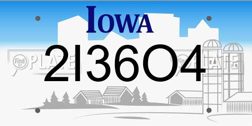 2I36O4 Iowa License Plate
