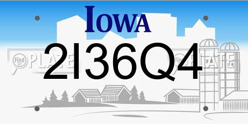 2I36Q4 Iowa License Plate