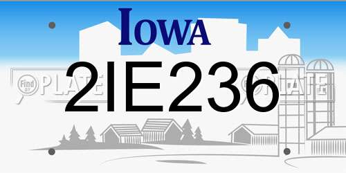 2IE236 Iowa License Plate