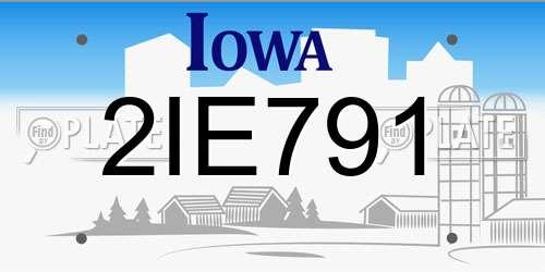 2IE791 Iowa License Plate