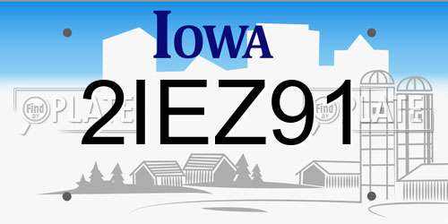 2IEZ91 Iowa License Plate
