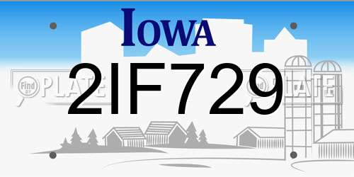 2IF729 Iowa License Plate