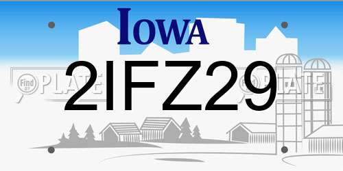 2IFZ29 Iowa License Plate