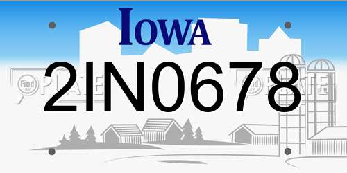 2IN0678 Iowa License Plate