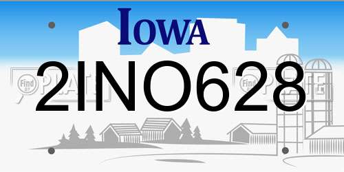 2INO628 Iowa License Plate