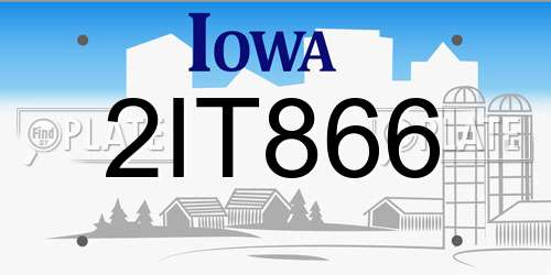 2IT866 Iowa License Plate
