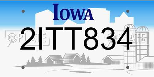 2ITT834 Iowa License Plate