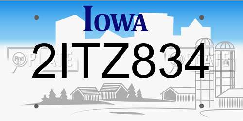 2ITZ834 Iowa License Plate