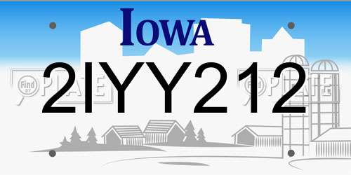2IYY212 Iowa License Plate
