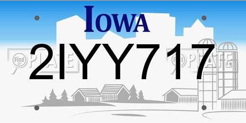 2IYY717 Iowa License Plate