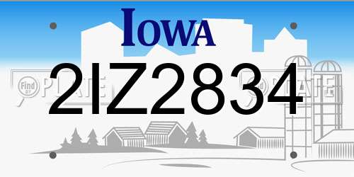 2IZ2834 Iowa License Plate