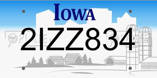 2IZZ834 Iowa License Plate