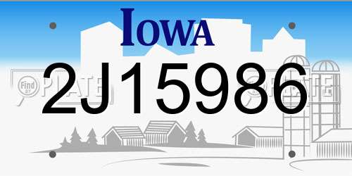 2J15986 Iowa License Plate