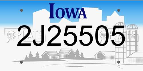 2J25505 Iowa License Plate
