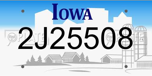 2J25508 Iowa License Plate