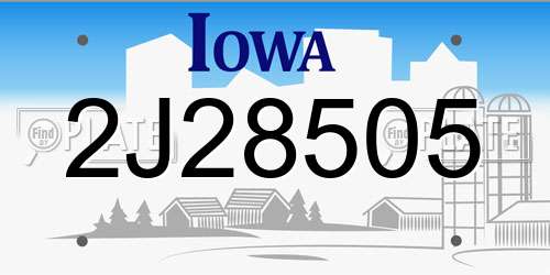 2J28505 Iowa License Plate