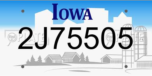 2J75505 Iowa License Plate