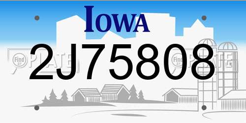 2J75808 Iowa License Plate