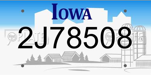 2J78508 Iowa License Plate