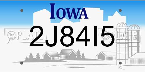 2J84I5 Iowa License Plate