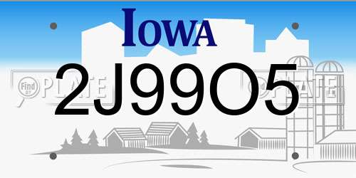 2J99O5 Iowa License Plate