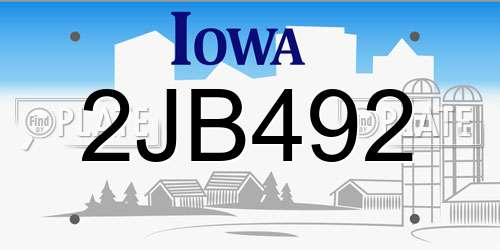 2JB492 Iowa License Plate