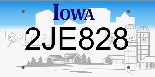 2JE828 Iowa License Plate
