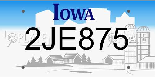 2JE875 Iowa License Plate