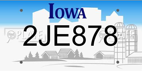 2JE878 Iowa License Plate