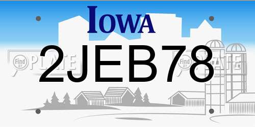 2JEB78 Iowa License Plate