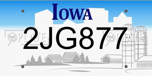 2JG877 Iowa License Plate