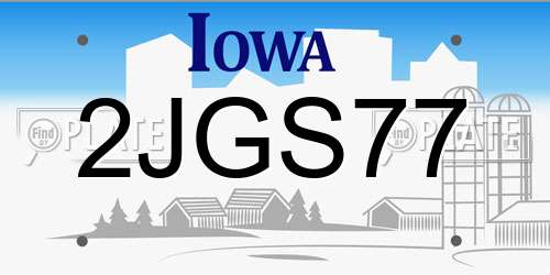 2JGS77 Iowa License Plate