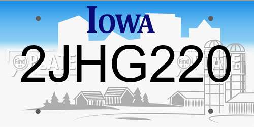 2JHG220 Iowa License Plate