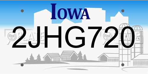 2JHG720 Iowa License Plate