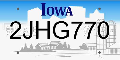 2JHG770 Iowa License Plate