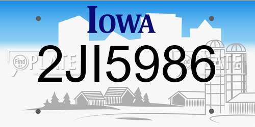 2JI5986 Iowa License Plate