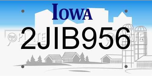2JIB956 Iowa License Plate
