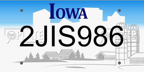 2JIS986 Iowa License Plate