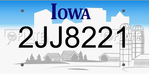 2JJ8221 Iowa License Plate