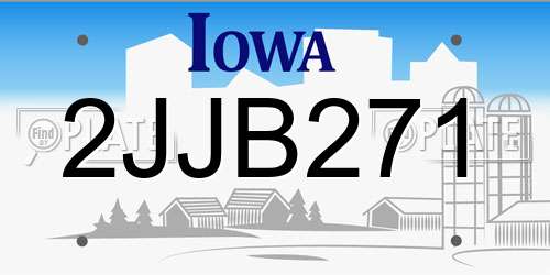 2JJB271 Iowa License Plate