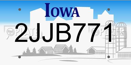 2JJB771 Iowa License Plate