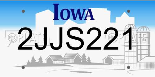 2JJS221 Iowa License Plate