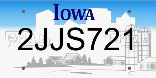 2JJS721 Iowa License Plate