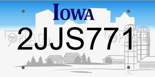 2JJS771 Iowa License Plate