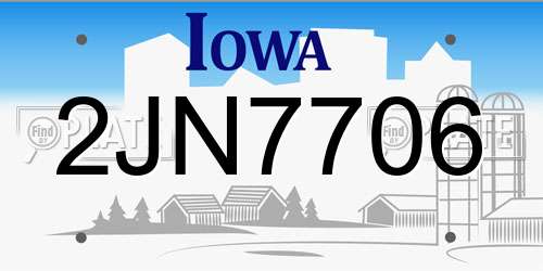 2JN7706 Iowa License Plate