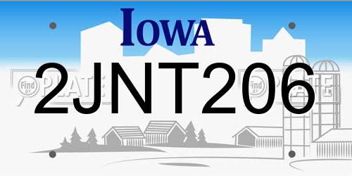 2JNT206 Iowa License Plate